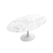 Angled Top View of The Tulip Table Oval in White Carrara Marble