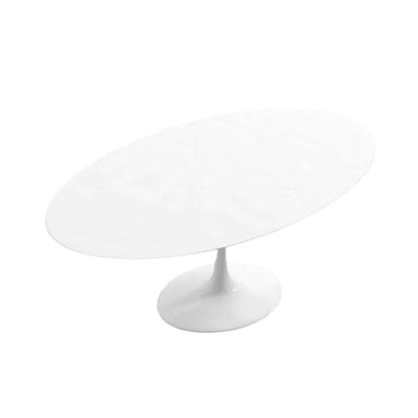 Top View of The Tulip Table Oval in White Lacquer Veneer and White Base