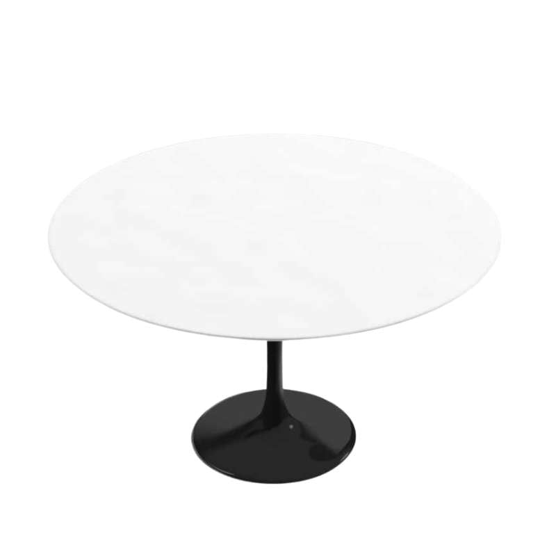 Top View of The Tulip Table Round in White Lacquer Surface and Black Base