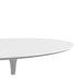 Close Up View of The Tulip Table Round in White Lacquer Surface and White Base