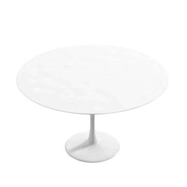 Top View of The Tulip Table Round in White Lacquer Surface and White Base