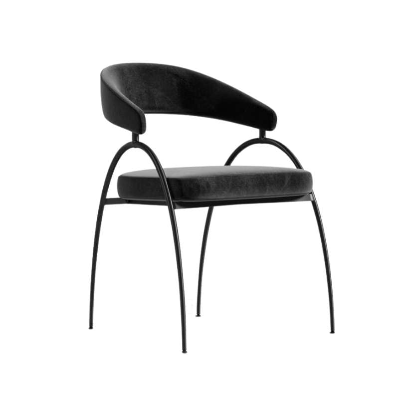 Angled Side View of The Uma Dining Chair in Black