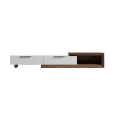 Front View of The Winston Media Console In Walnut Veneer Small