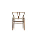 Front Facing View of The Wishbone Chair in Natural Seat Cord and Walnut Stain Wood Finish